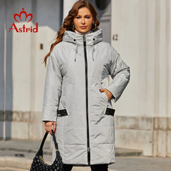 Astrid 2022 Spring Women Parkas Plus Size Long Loose Padded Down Coats Hooded Women's Jacket Fashion Outerwear Quilted AM-7561