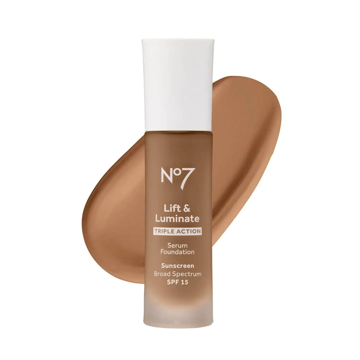 No7 Lift & Luminate Triple Action Serum Foundation - Toffee - Liquid Foundation Makeup with SPF 15 for Dewy, Glowy Base - Radiant Serum Foundation for Mature Skin (30ml) 1 Fl Oz (Pack of 1) 15 - Toffee